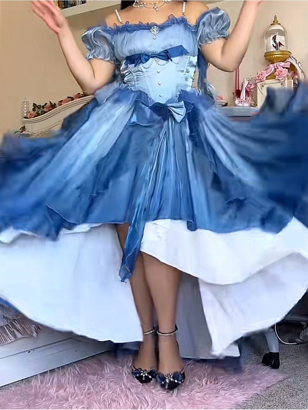 Vans Light Blue Layered Ruffle Formal Dress for Girls